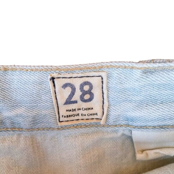 Free People Womens Sidecar Mini Skirt Sz 28 Blue Light Wash Denim Distressed - Picture 7 of 7
